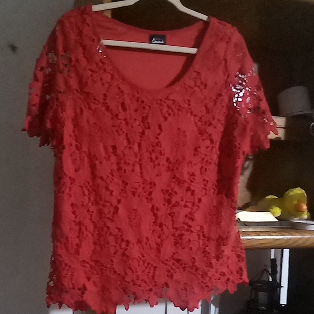Red Lace Blouse